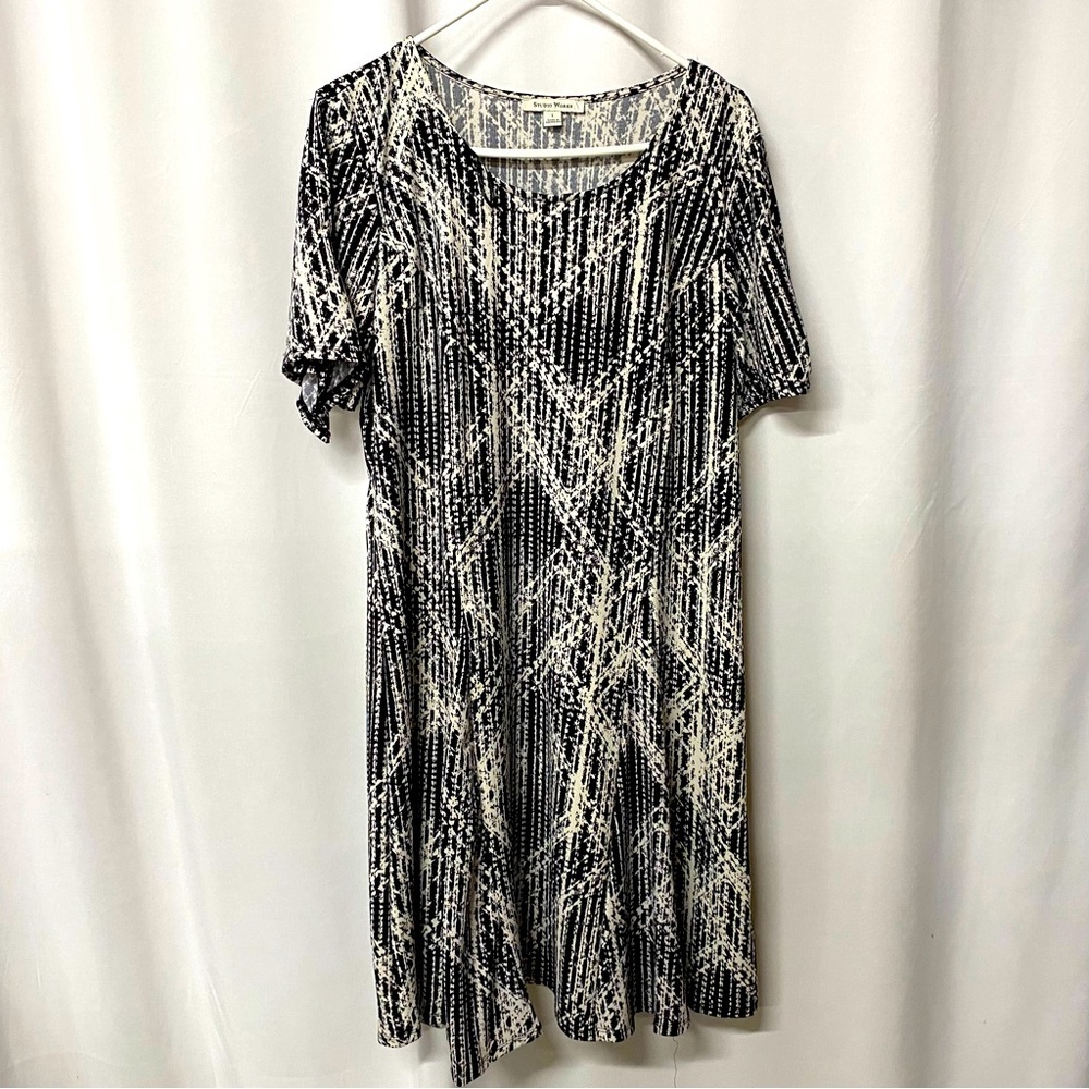 Studio works Womens large  soho lattice dress black white new with tags